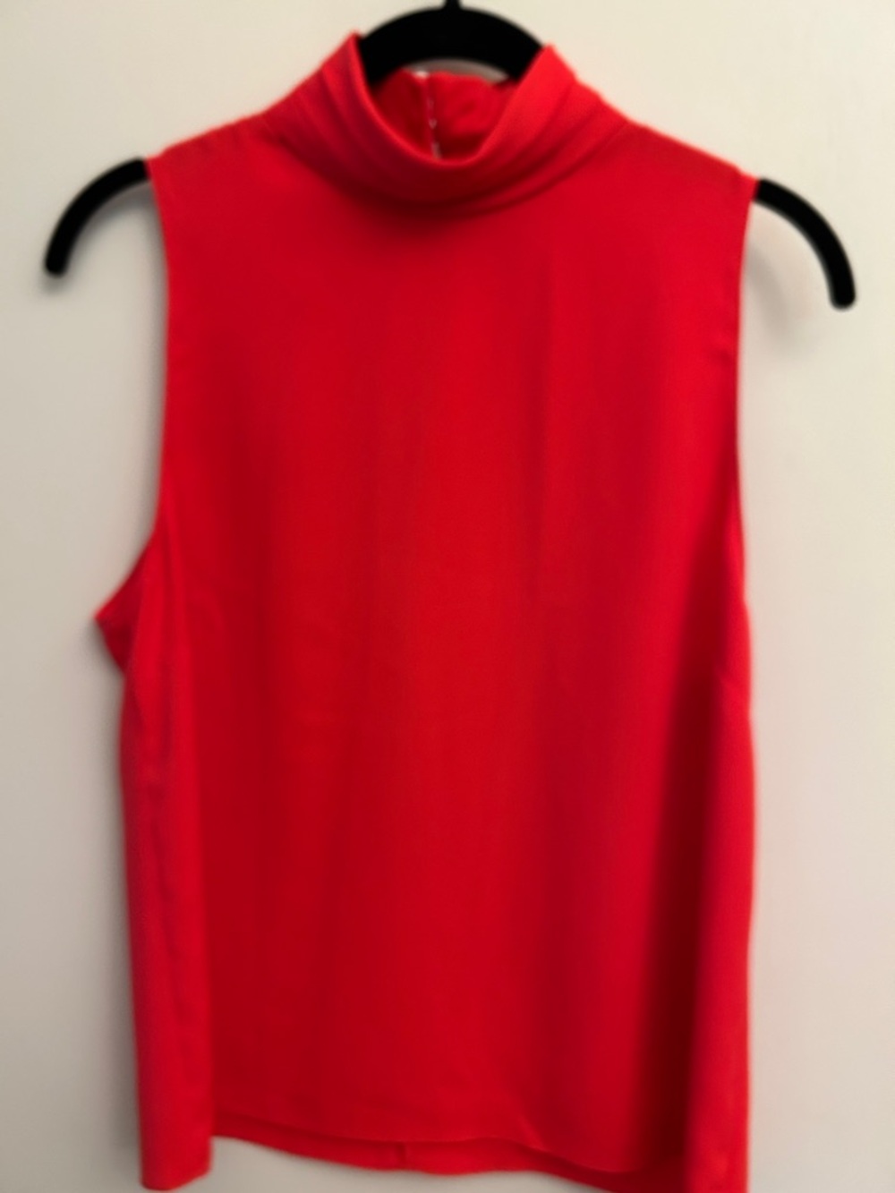 Amanda Uprichard Sleeveless Mock Neck Top with Pearl Buttons - Red